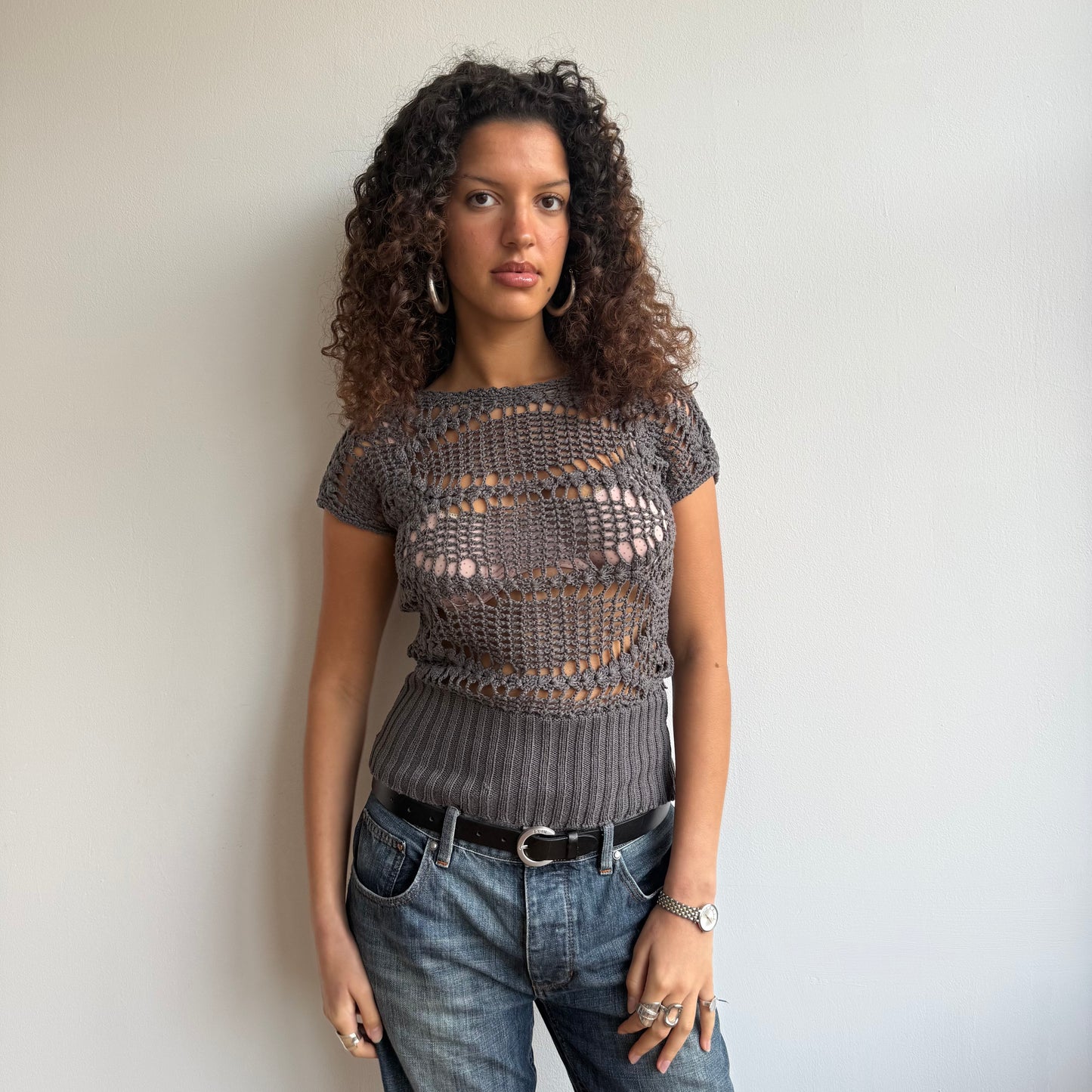 Charcoal crochet knit - Size S