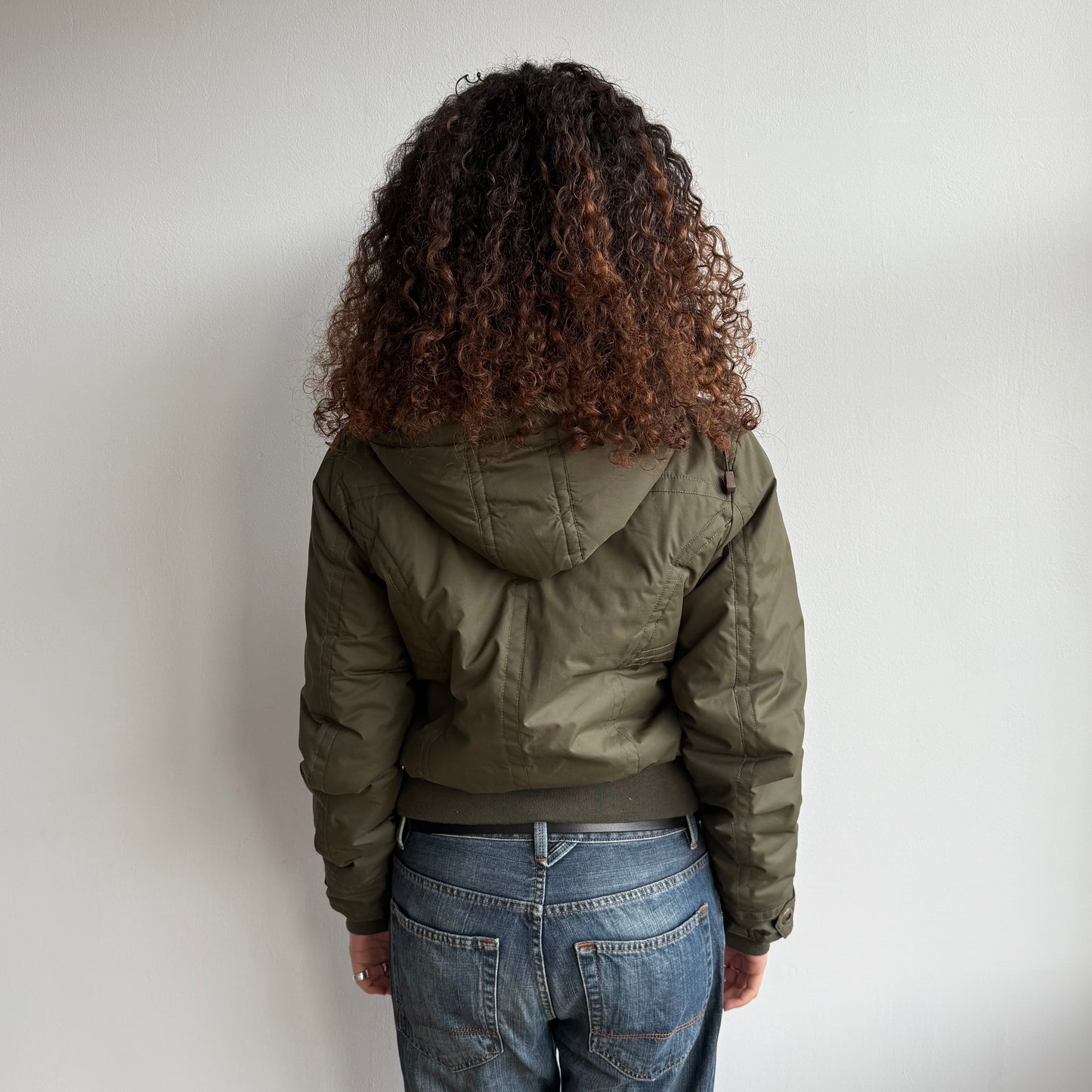 Khaki fur hood bomber - Size S/M