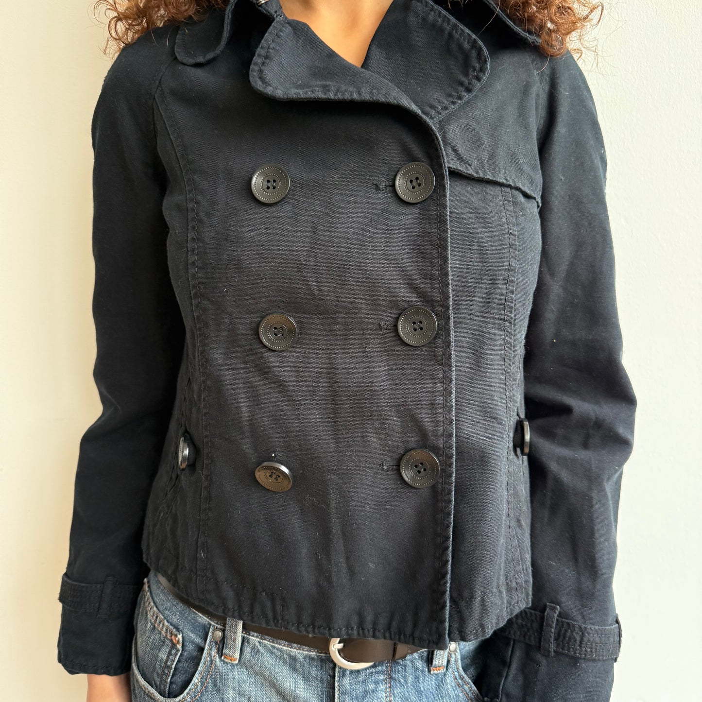 Black double breasted peacoat - Size S