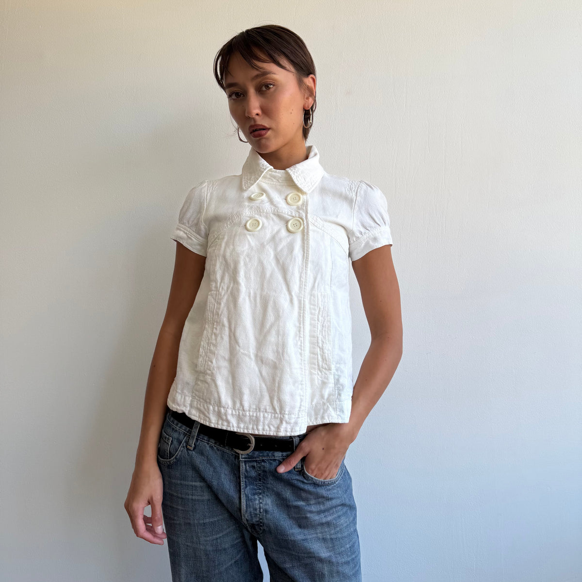 Kenzo white short sleeve peacoat - Size S