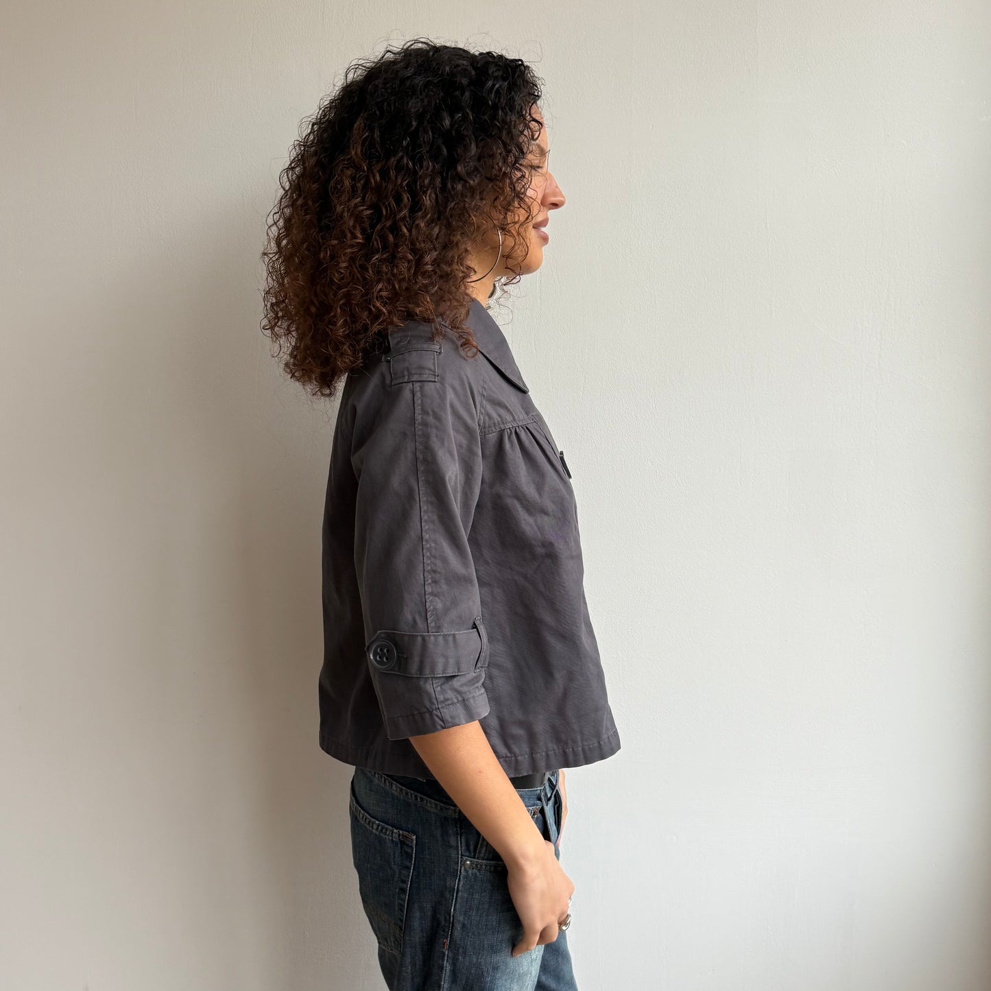 Charcoal grey 3/4 sleeve peacoat - Size M