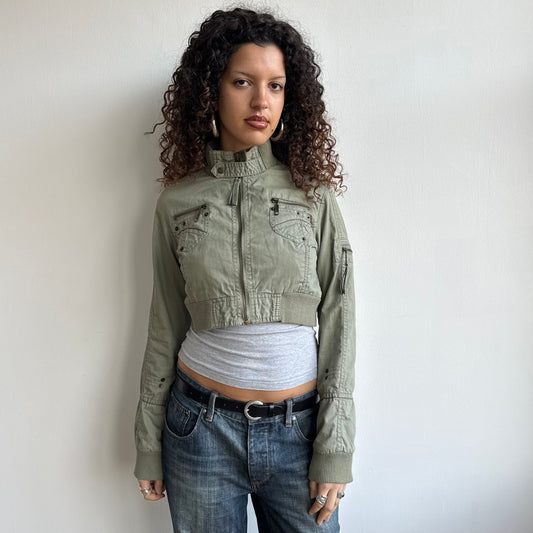 Khaki cargo cropped jacket - Size M