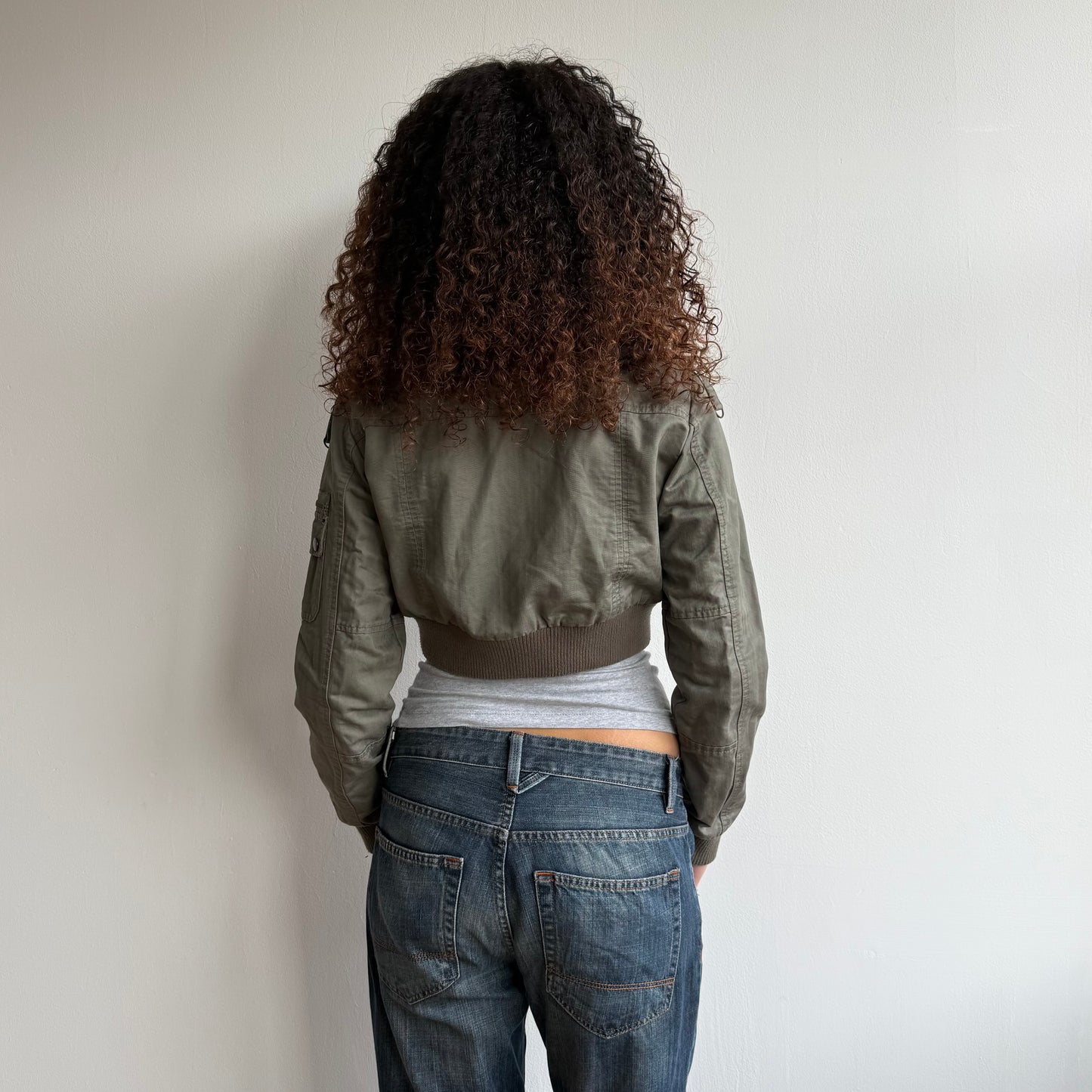 Khaki cropped cargo jacket - Size S/M