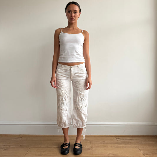 White cargo pocket capris - Size XS