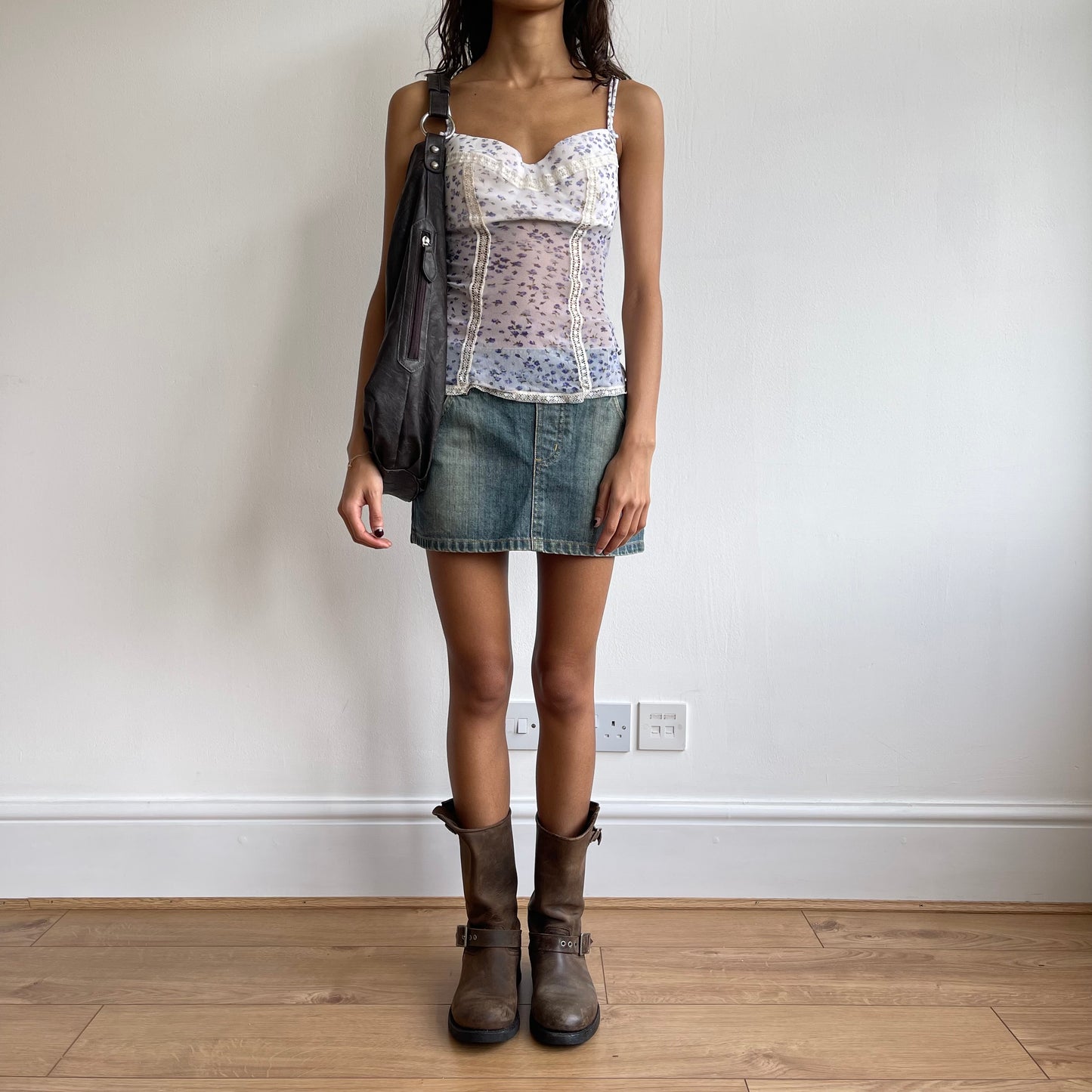 Floral mesh bustier top - Size S