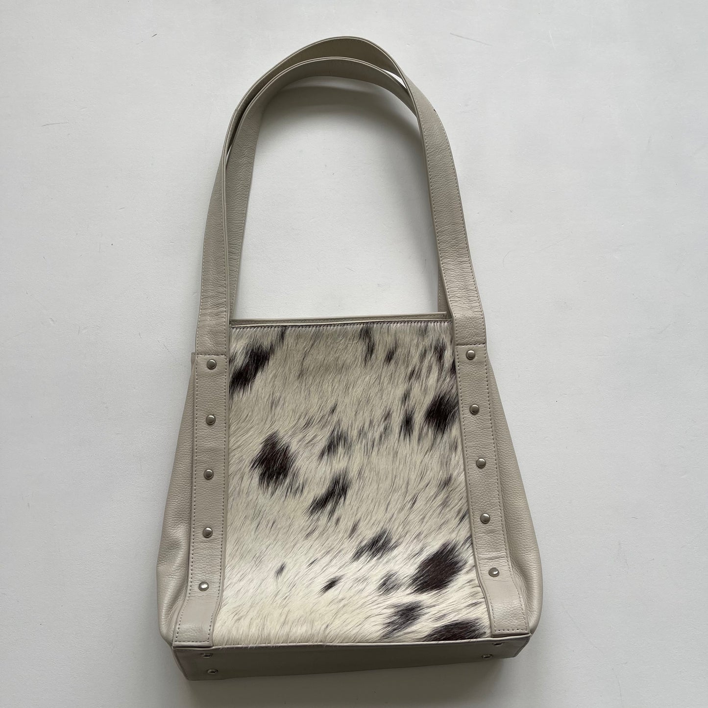 White leather cowhide bag