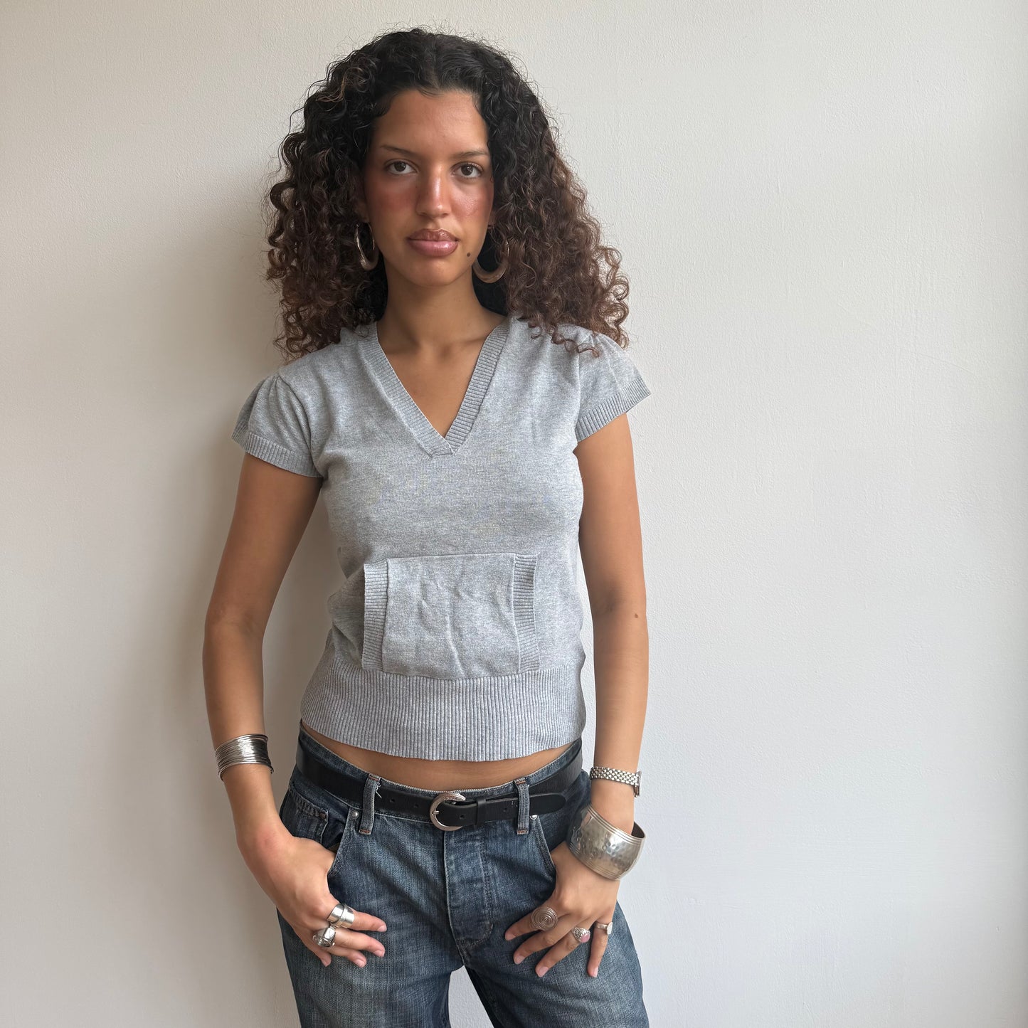 Grey hooded knit - Size S + M