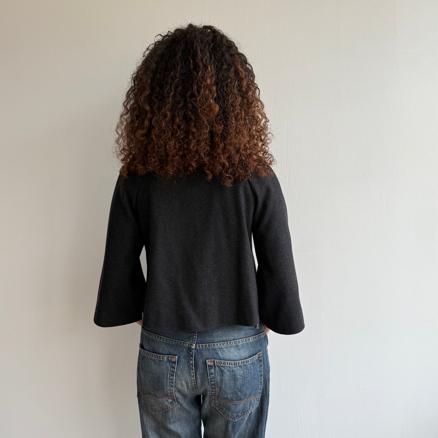 Charcoal 3/4 sleeve swing peacoat - Size S