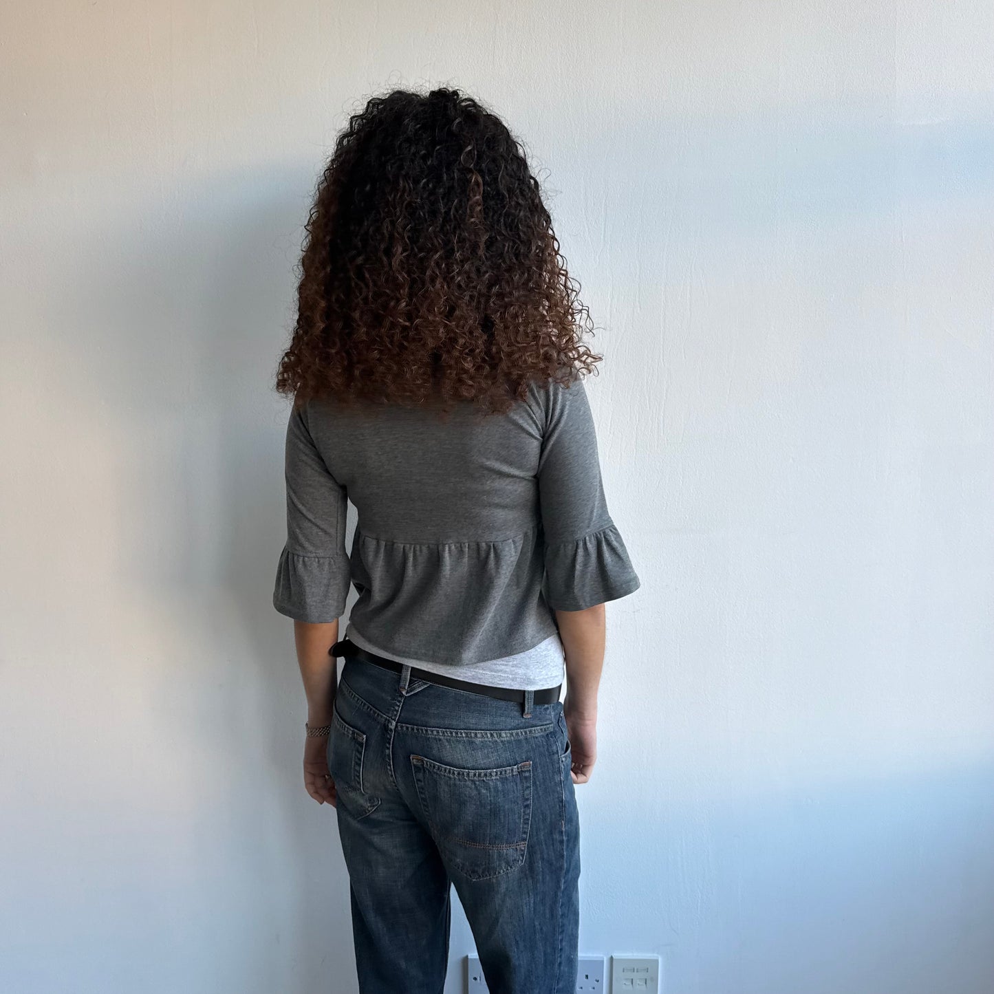 Grey 3/4 sleeve peacoat jumper - Size XS