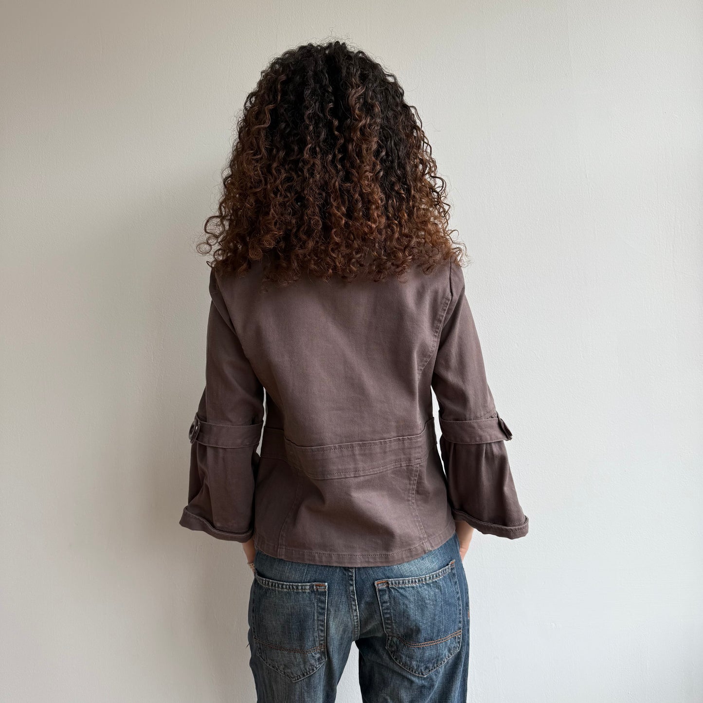 Brown 3/4 sleeve peacoat - Size M