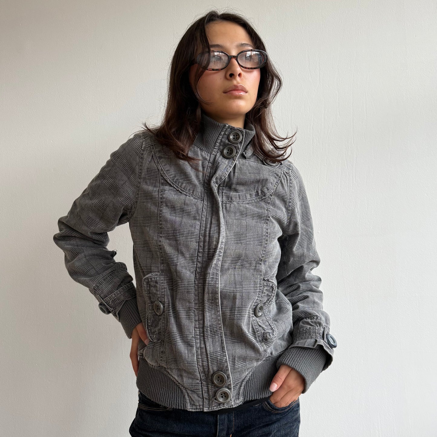 Grey plaid bomber - Size S