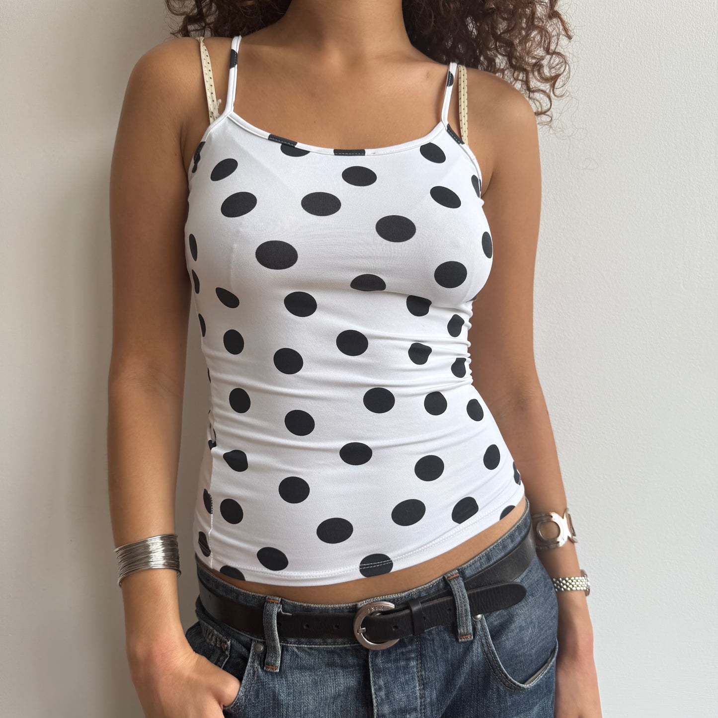 White large polka dot cami - Size S