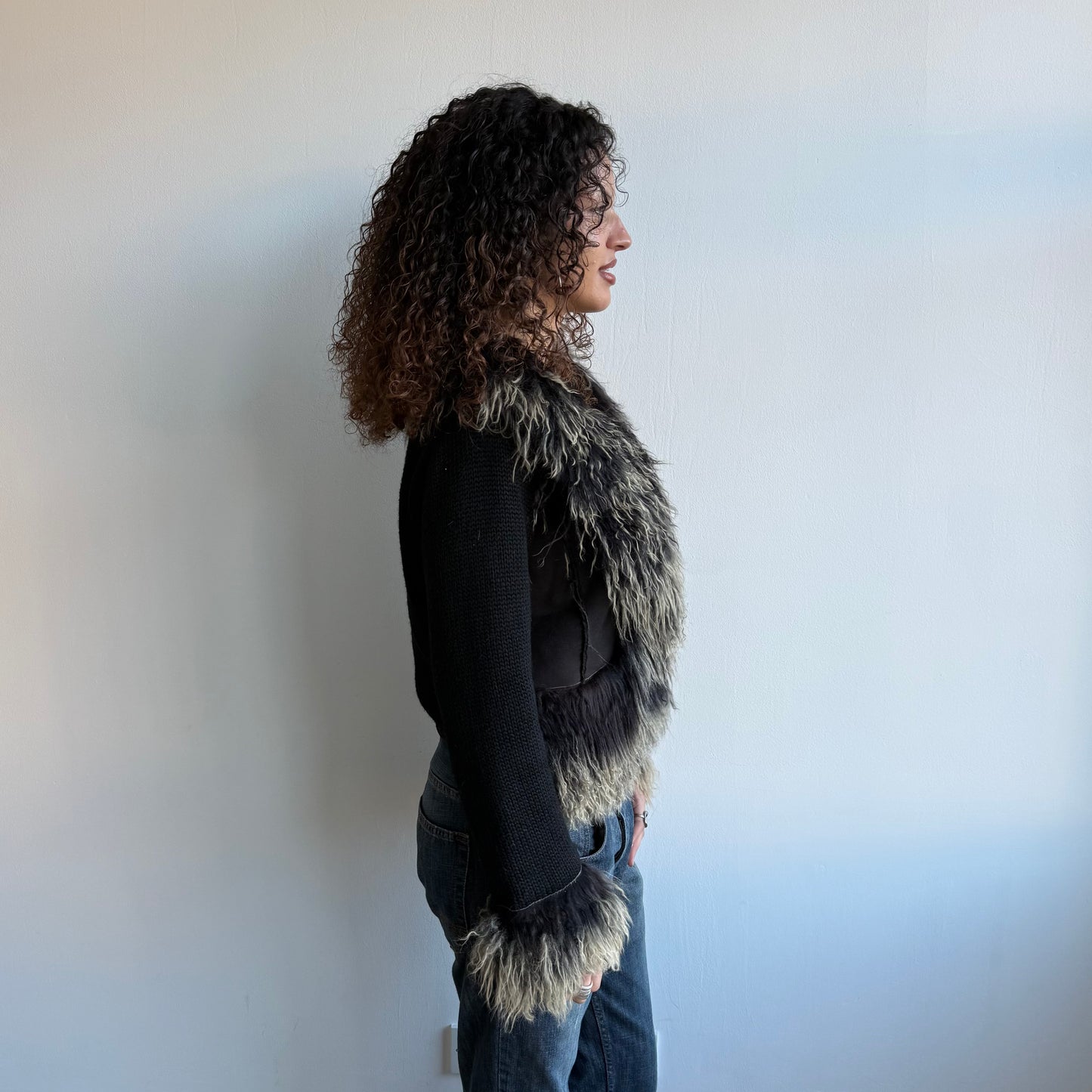 Black knit afghan jacket - Size M