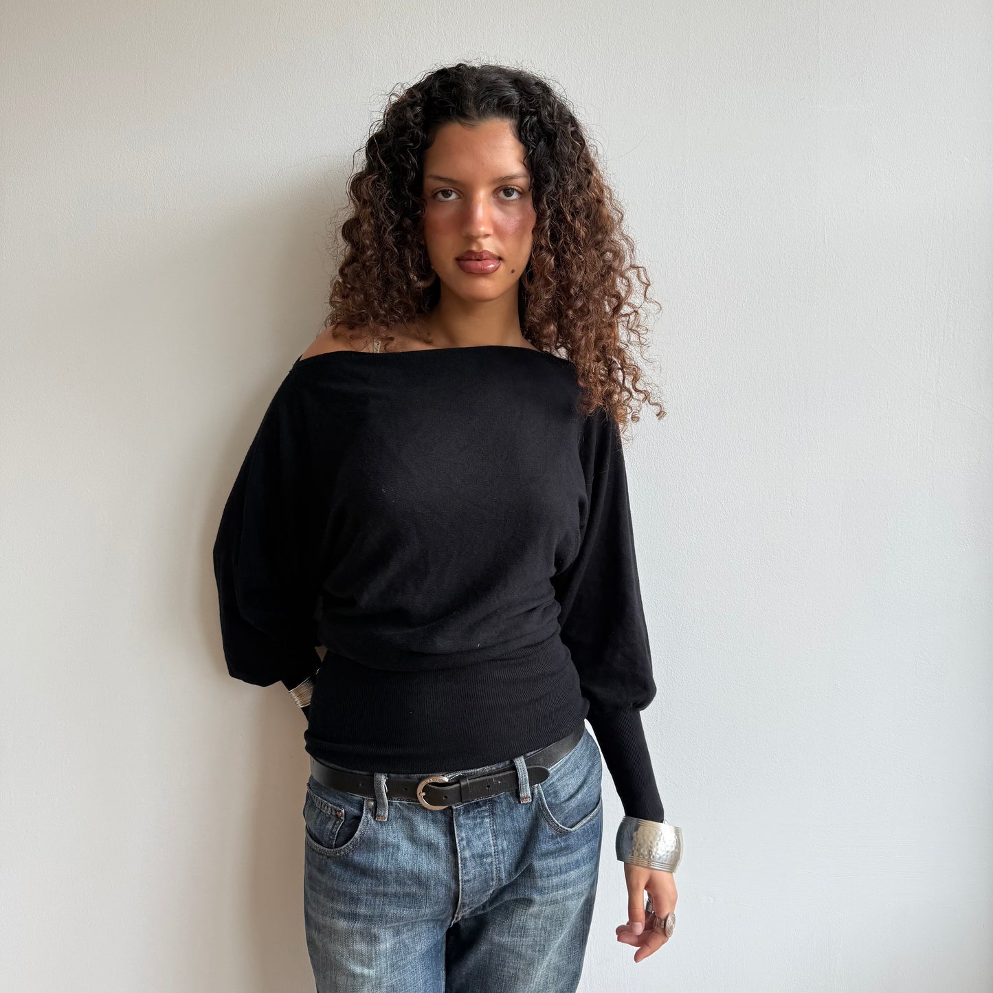 Black slouchy knit jumper - Size M
