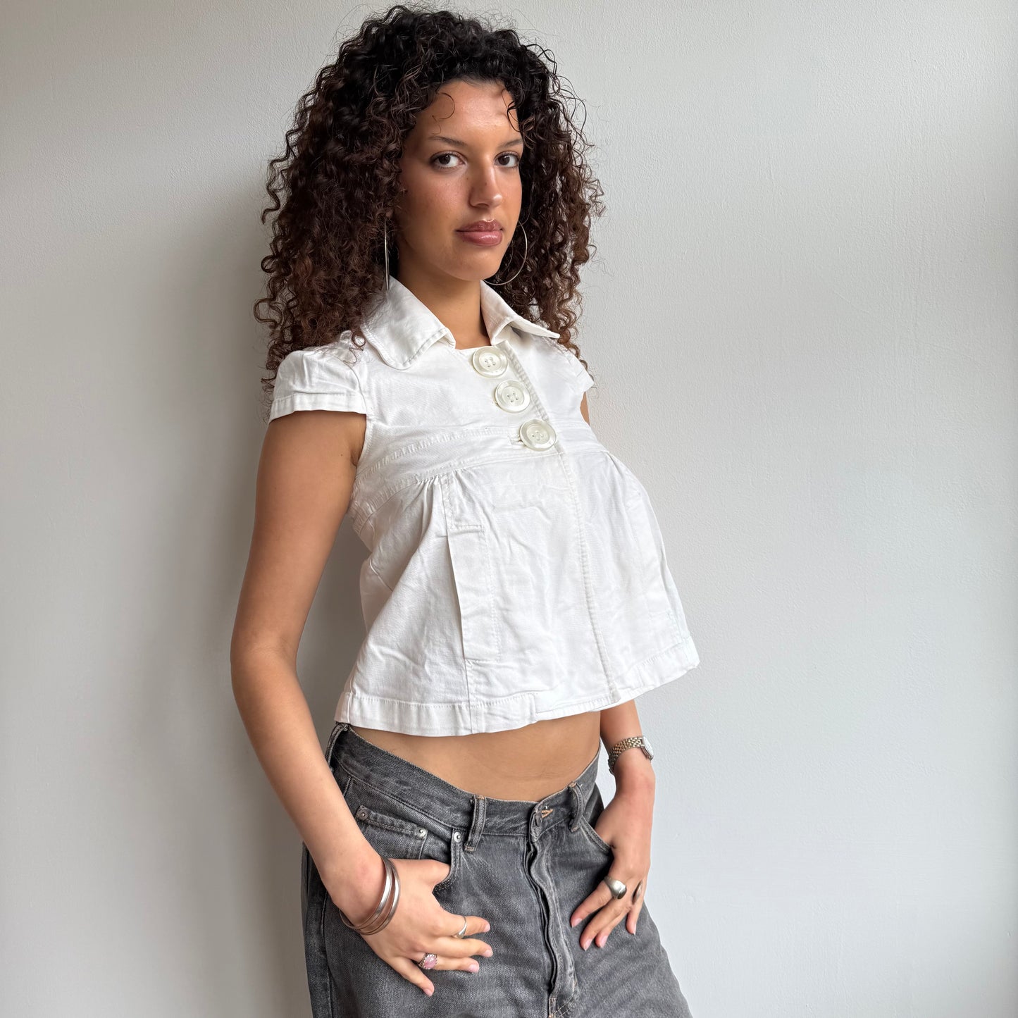 White short sleeve peacoat - Size XS