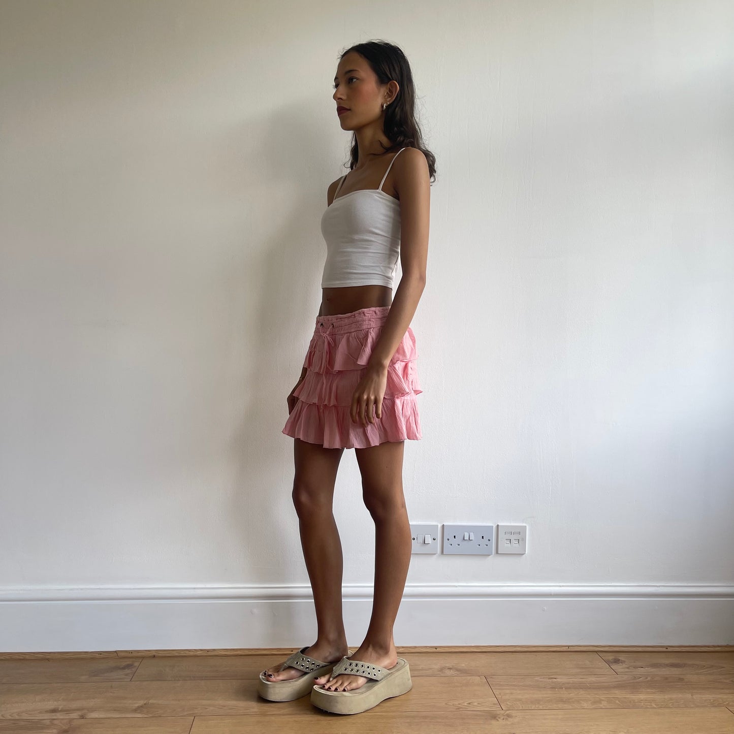 Pink ruffle rara mini skirt - Size XS