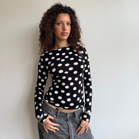 Black and white polka dot top - Size S