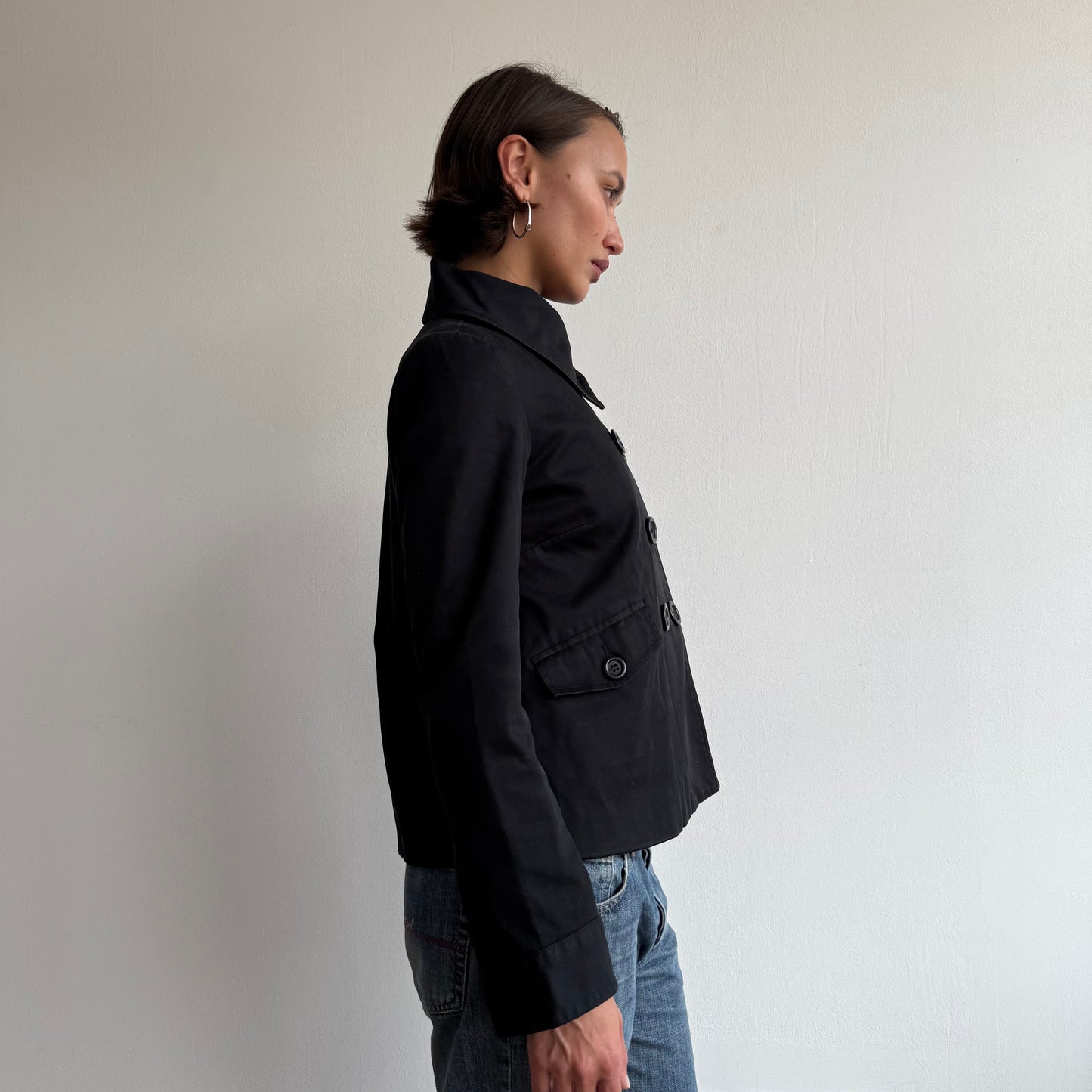 Black double breasted peacoat - Size M