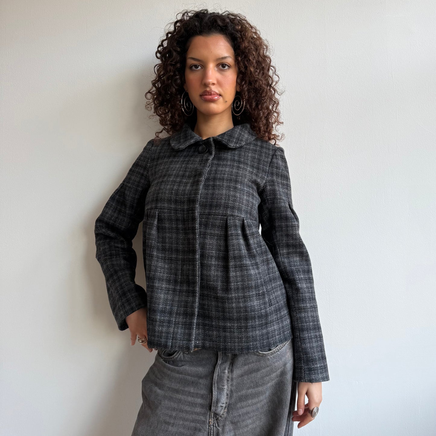 Tartan peacoat - Size S + M