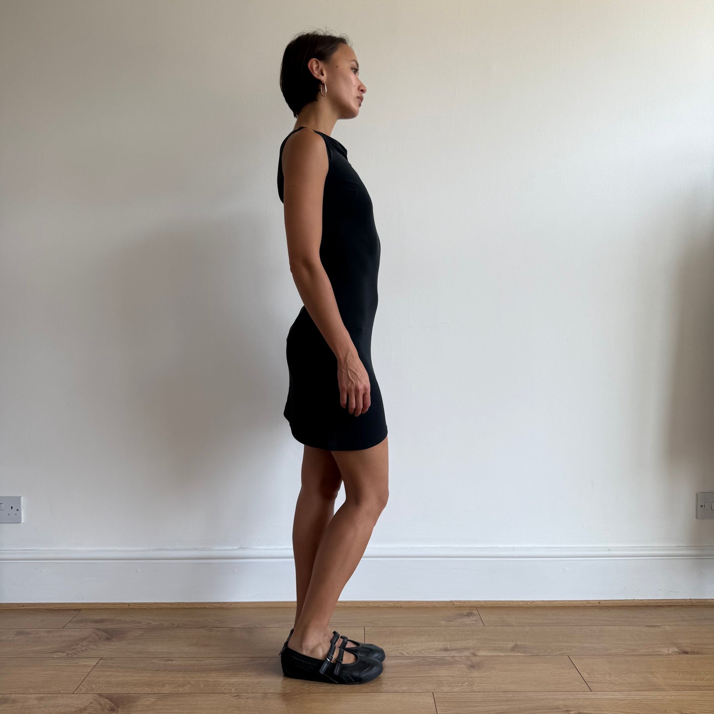 Black asymmetric 90s dress - Size XS