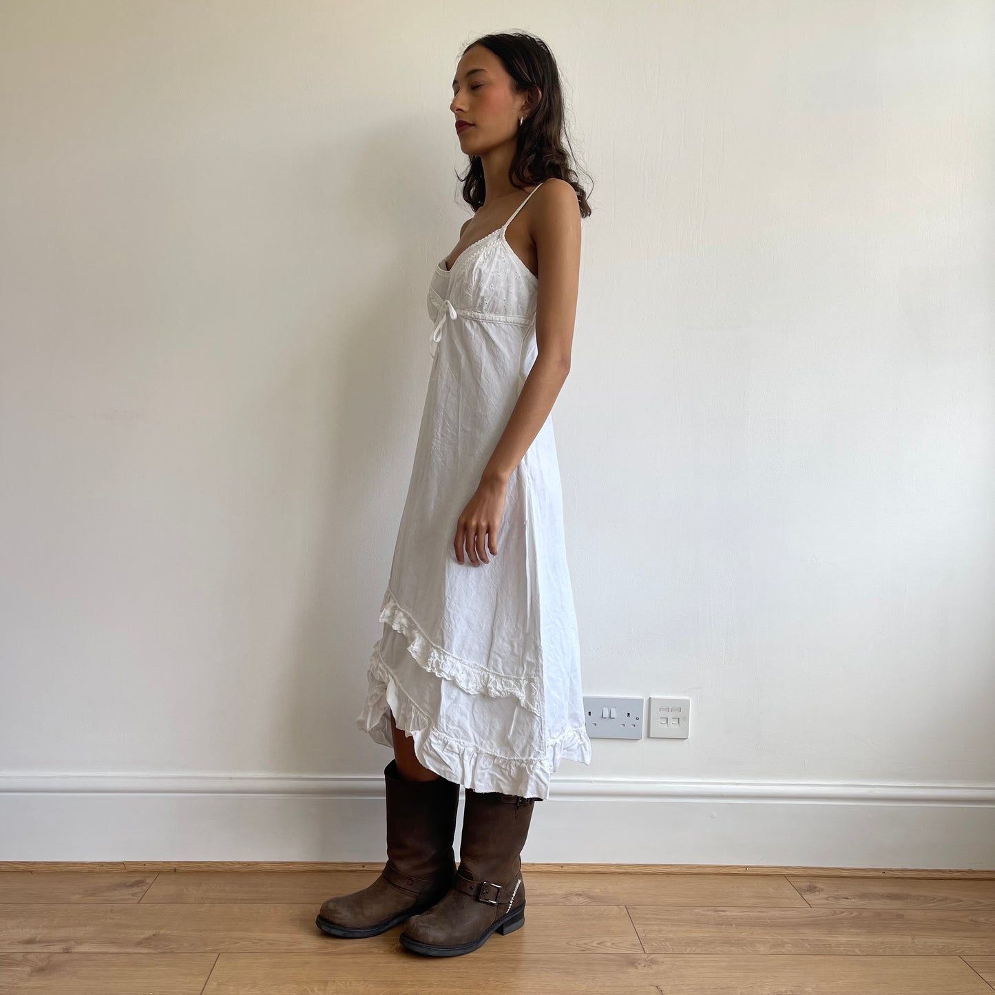 White broderie midi dress - Size S