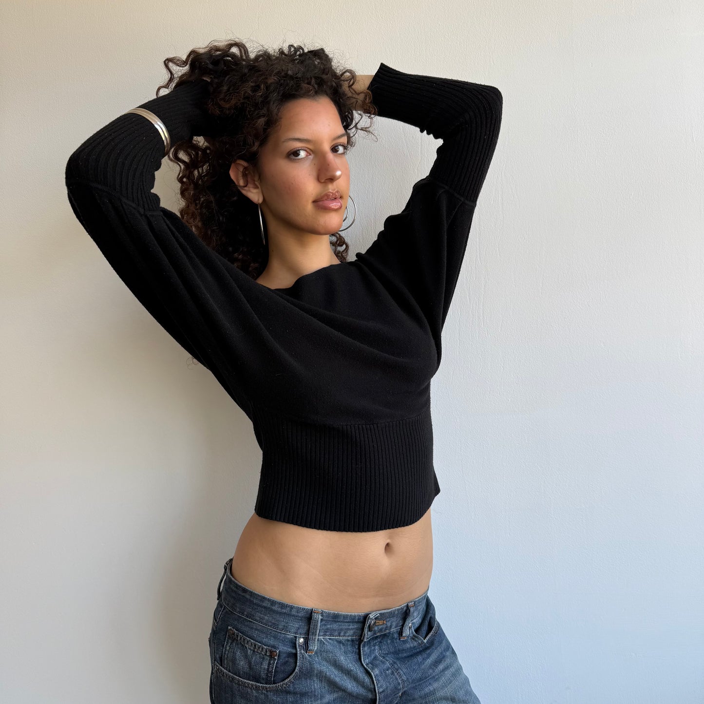Cropped black slouchy knit - Size XS