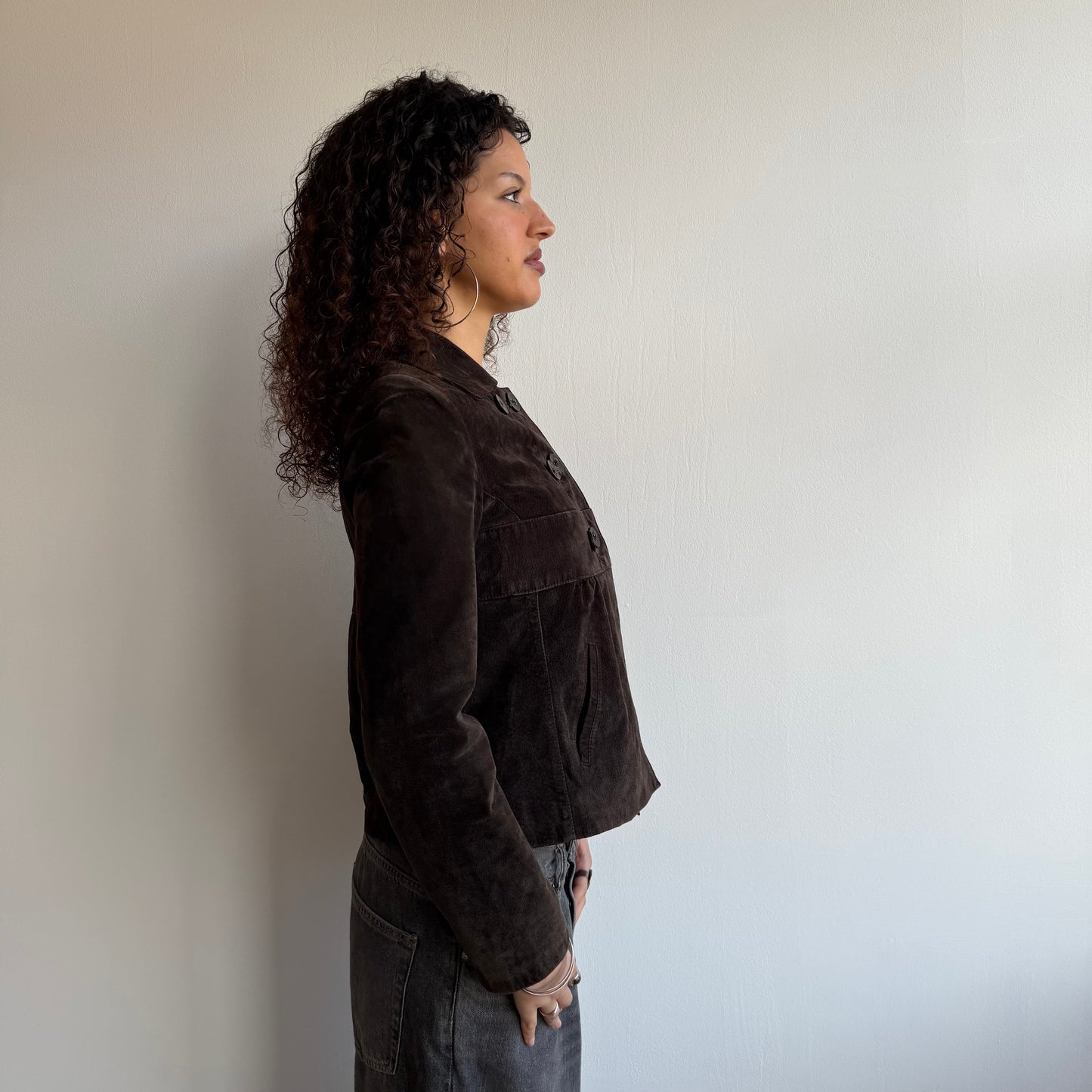 Brown suede peacoat - Size S