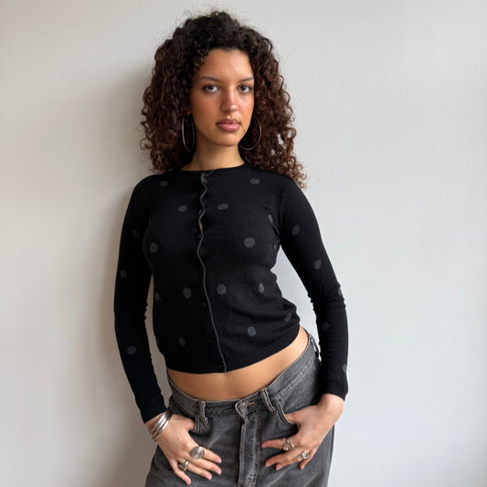 Black polka dot cardigan - Size S
