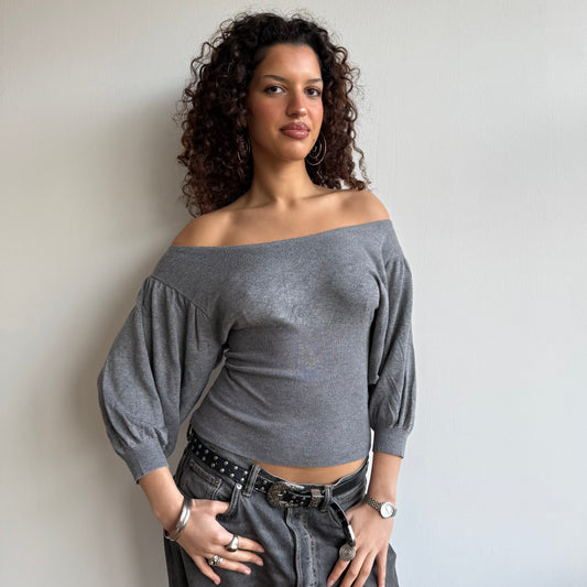 Grey batwing crop knit - Size S