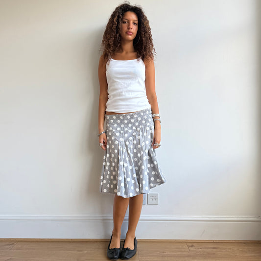 Smoke grey polka dot midi skirt - Size S