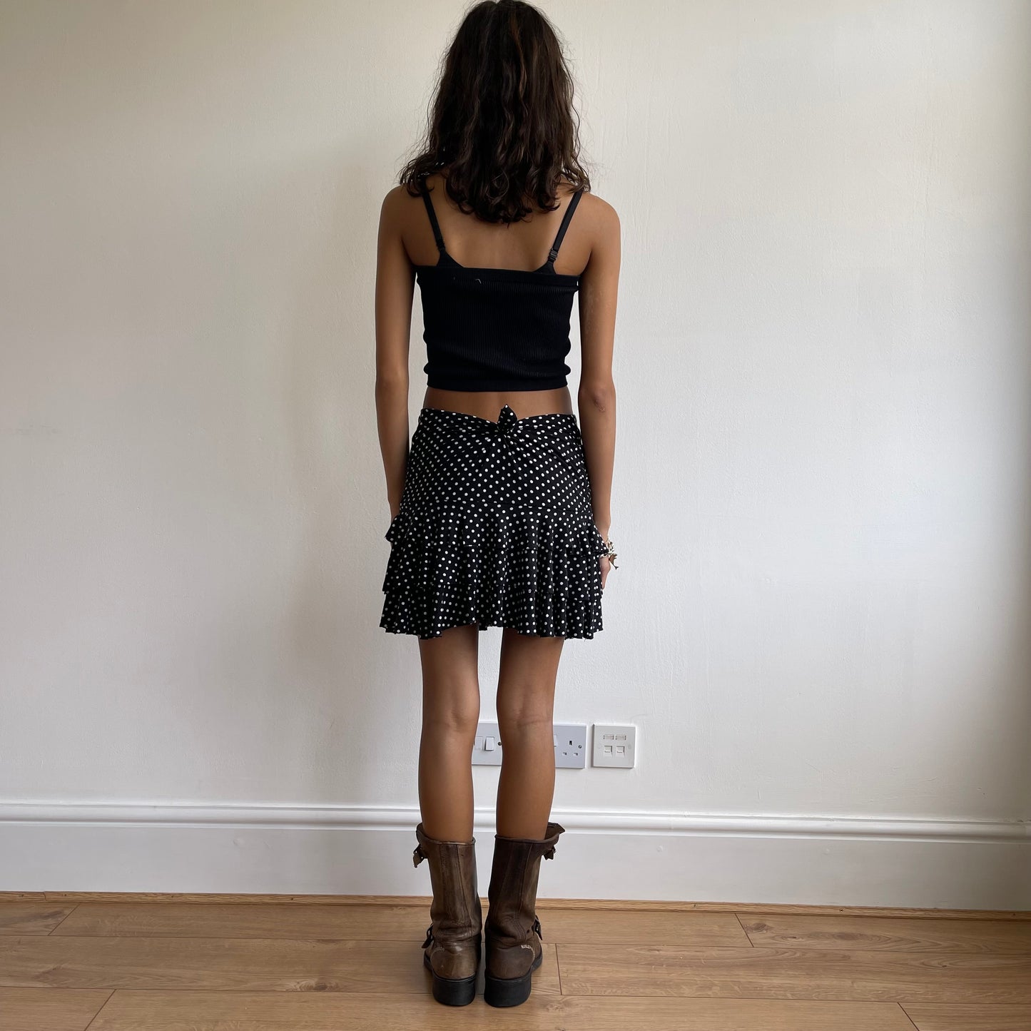 Polka dot ruched rara skirt - Size S