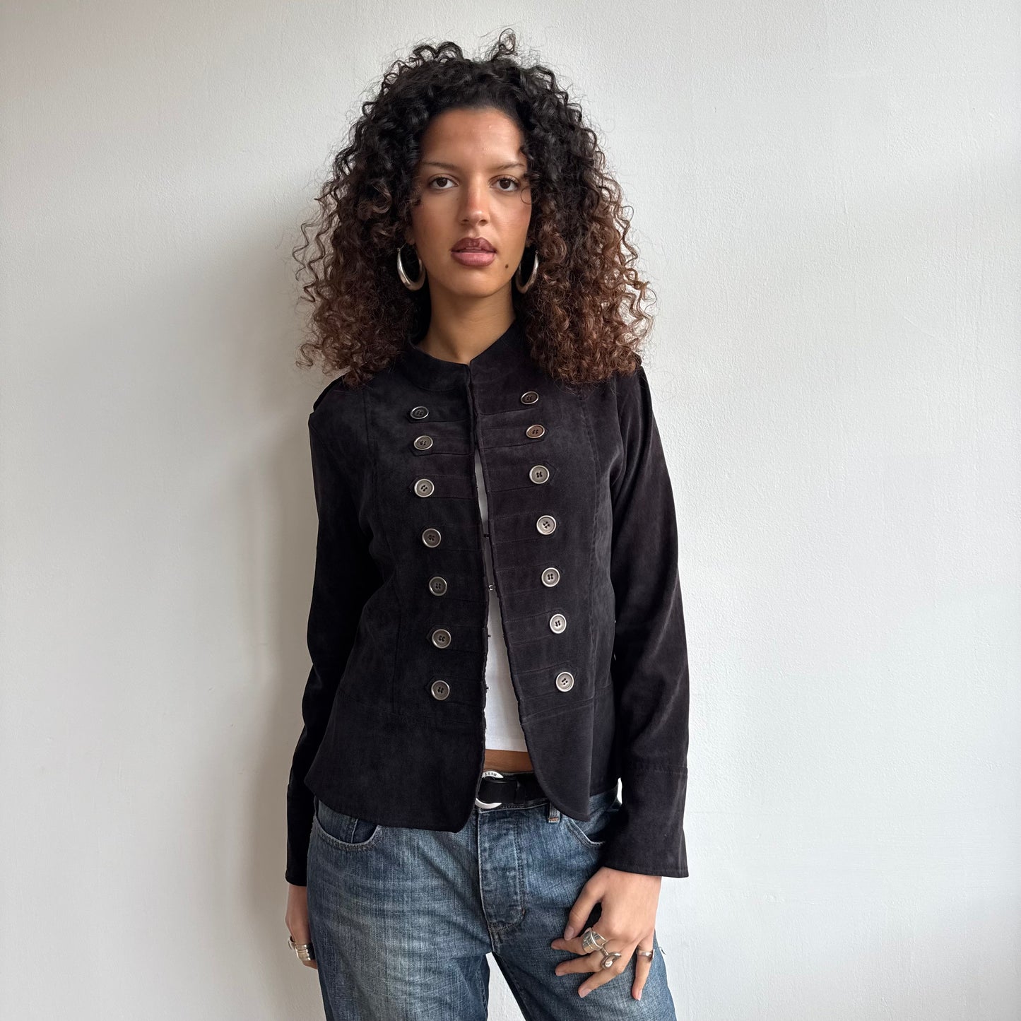 Velours black military jacket - Size M/L