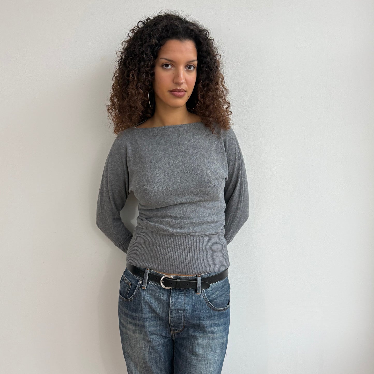 Charcoal grey batwing knit - Size XS/S