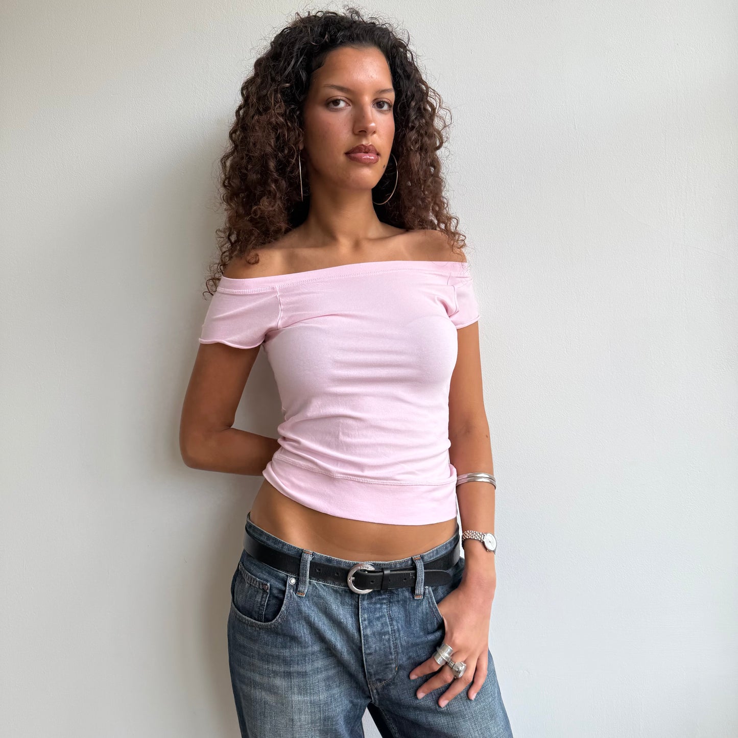 Pink bardot top - Size S