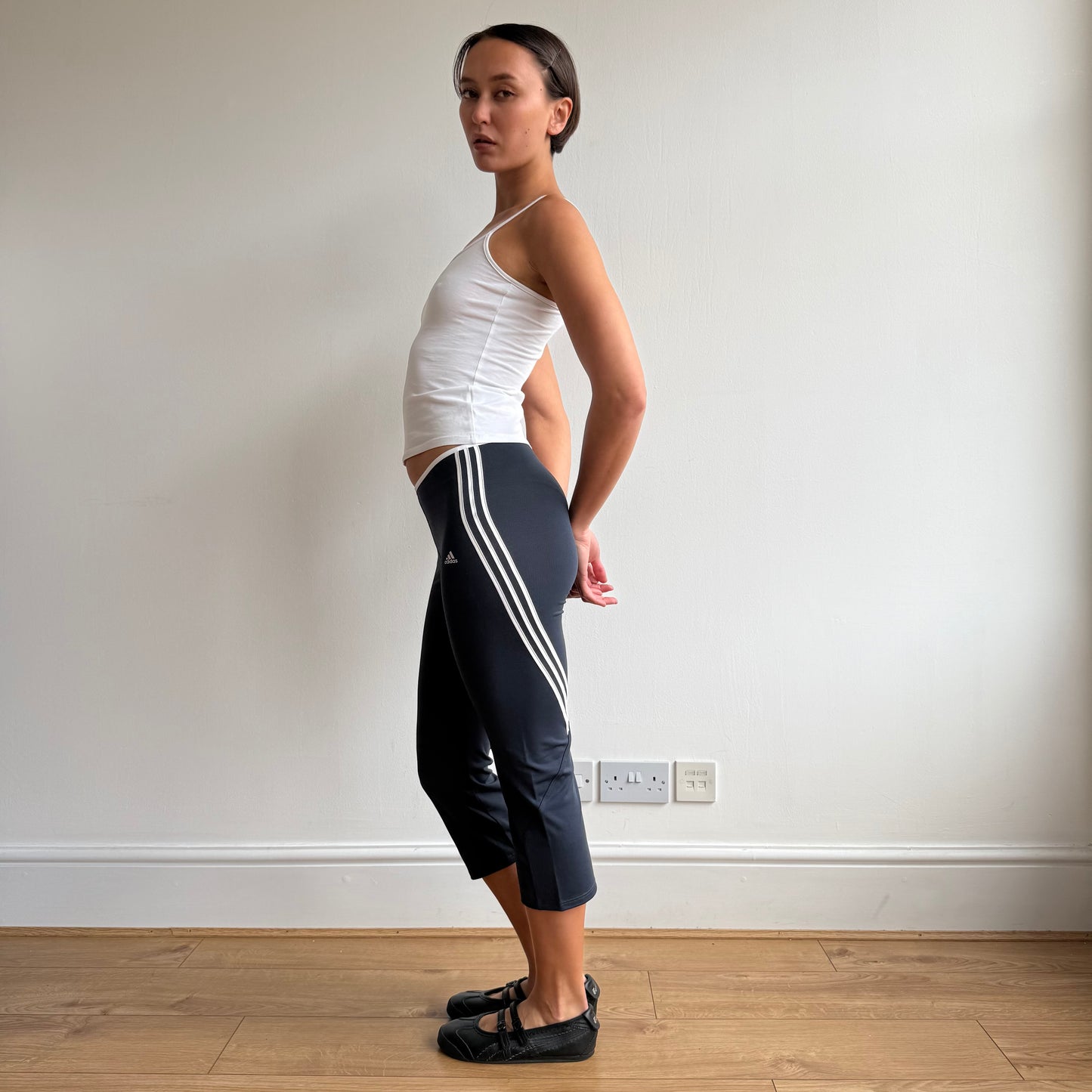 Navy Adidas stripe capris - Size XS