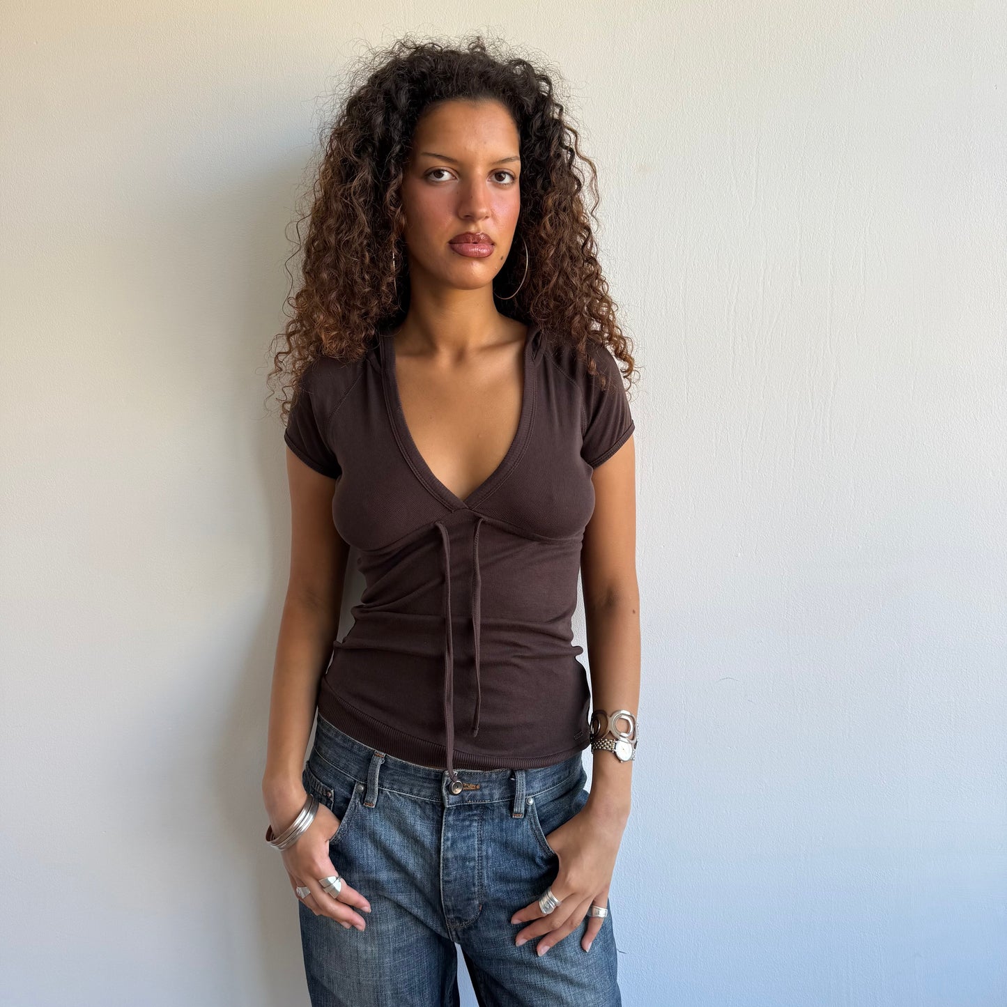 Brown hooded t-shirt - Size M