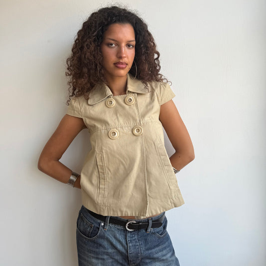 Beige short sleeve peacoat - Size S