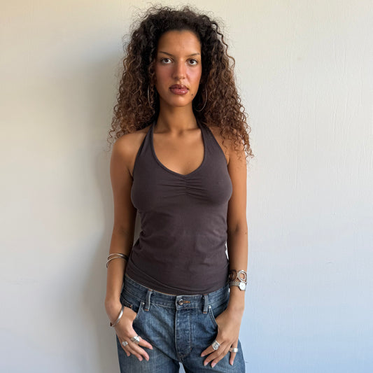 Brown halter neck top - Size S/M