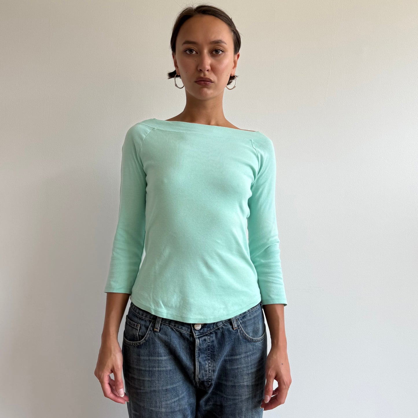 Mint Bardot 3/4 sleeve top - Size M