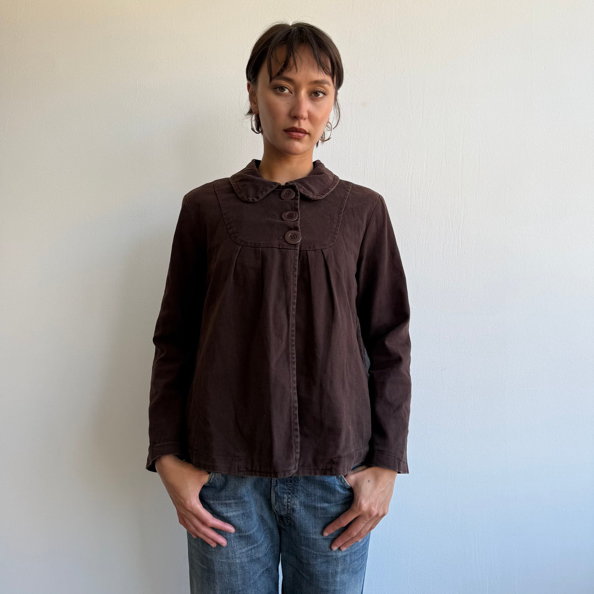 Brown long sleeve swing coat - Size M