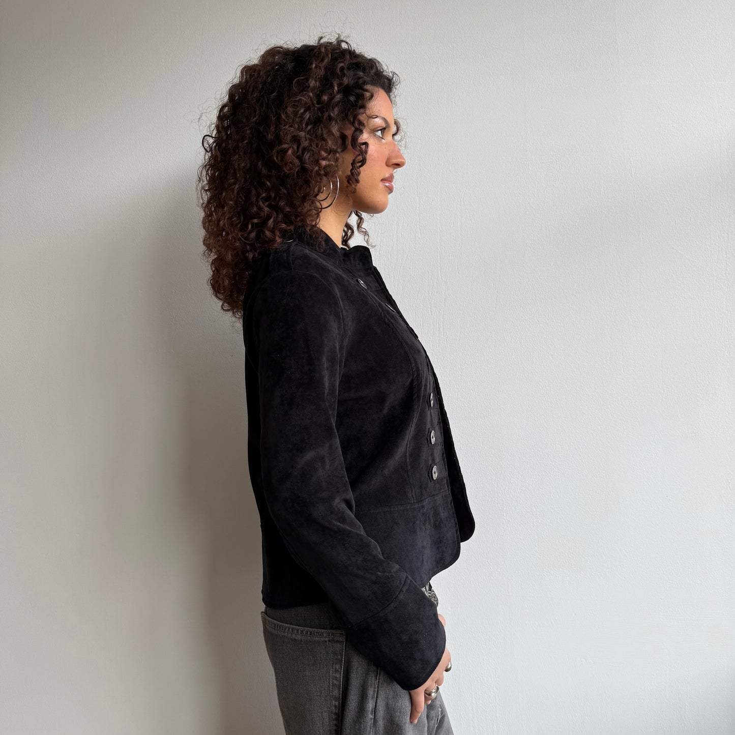 Black velvet military jacket - Size M