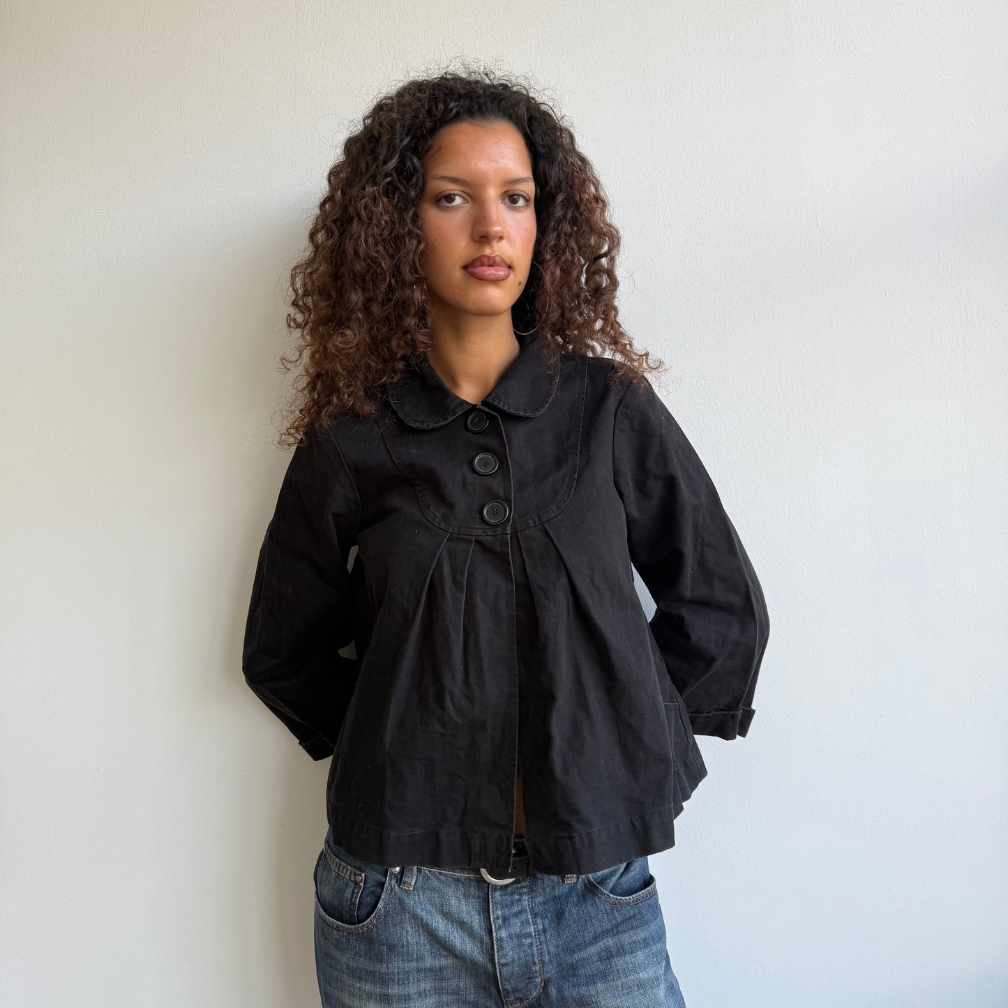Black 3/4 sleeve peacoat - Size S