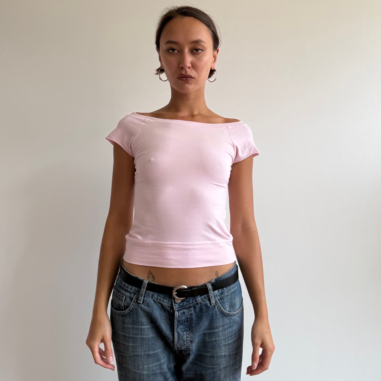 Baby pink Bardot top - Size S