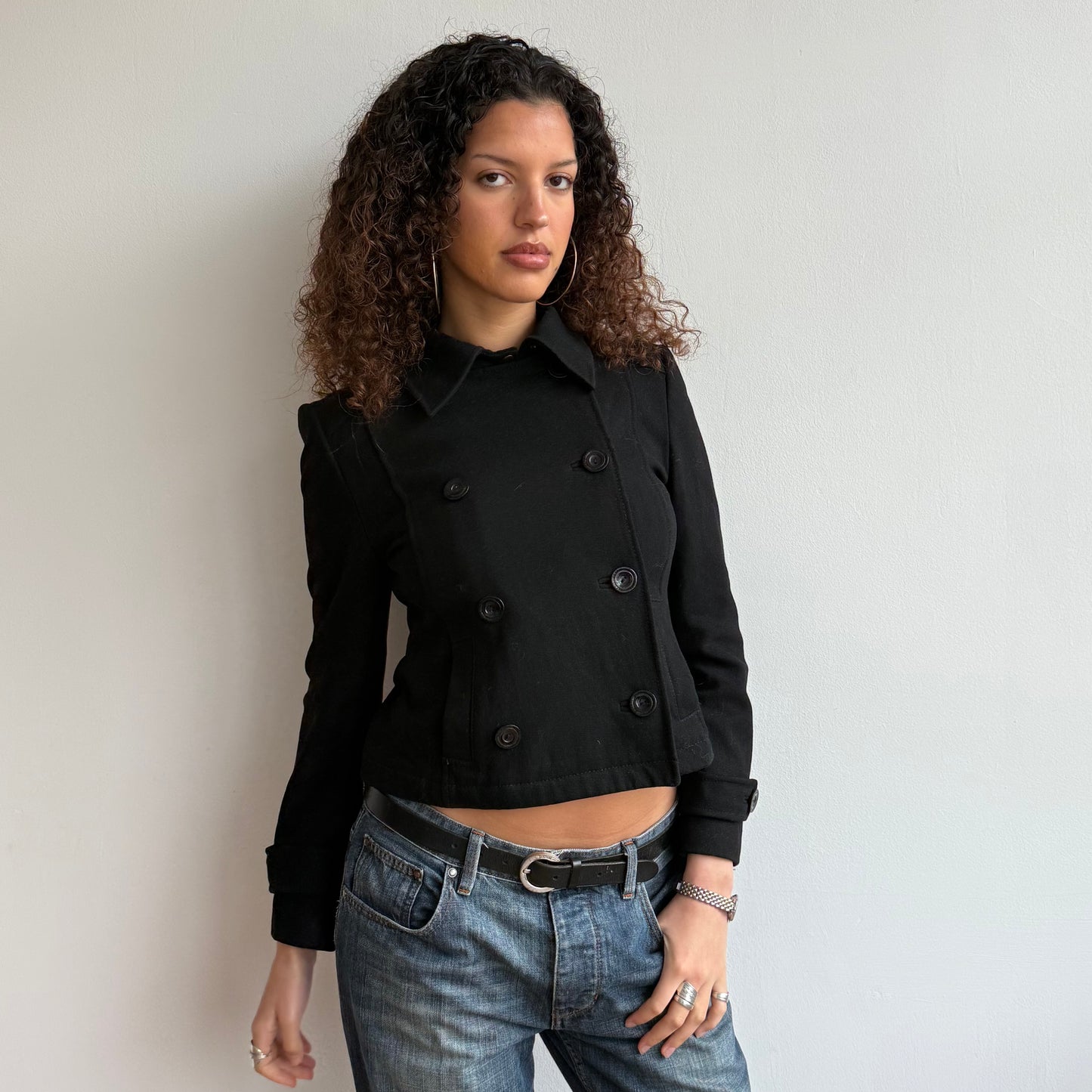 Black motocross peacoat - Size S