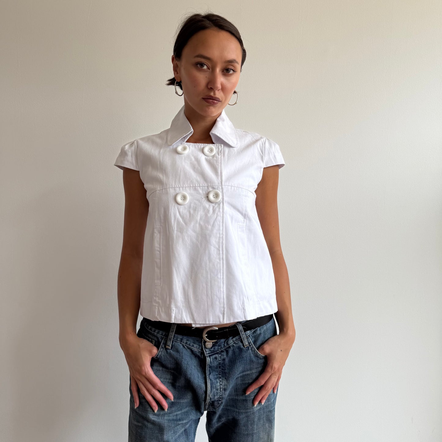 White short sleeve peacoat - Size S