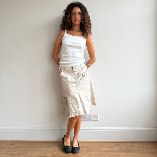 Beige cargo midi skirt - Size M