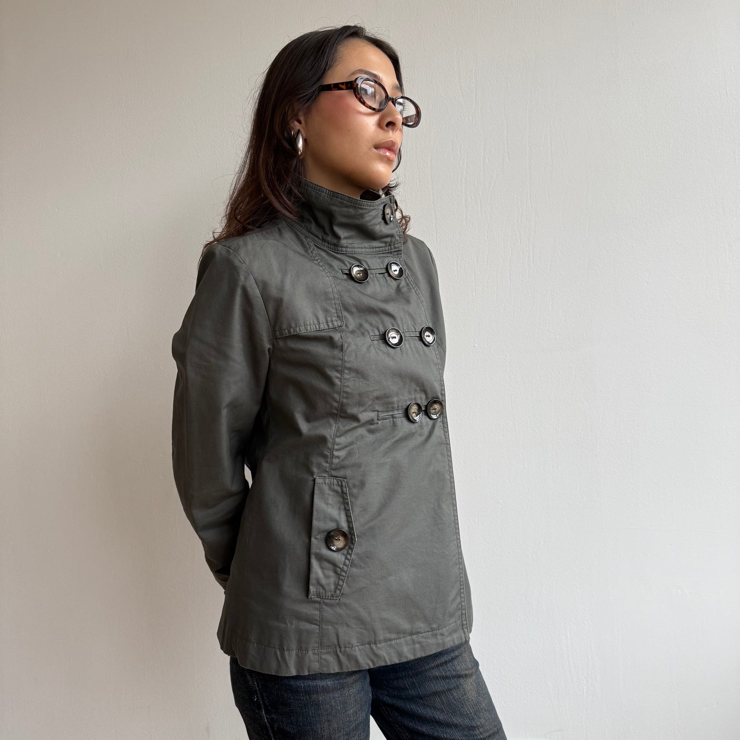 Khaki peacoat - Size S