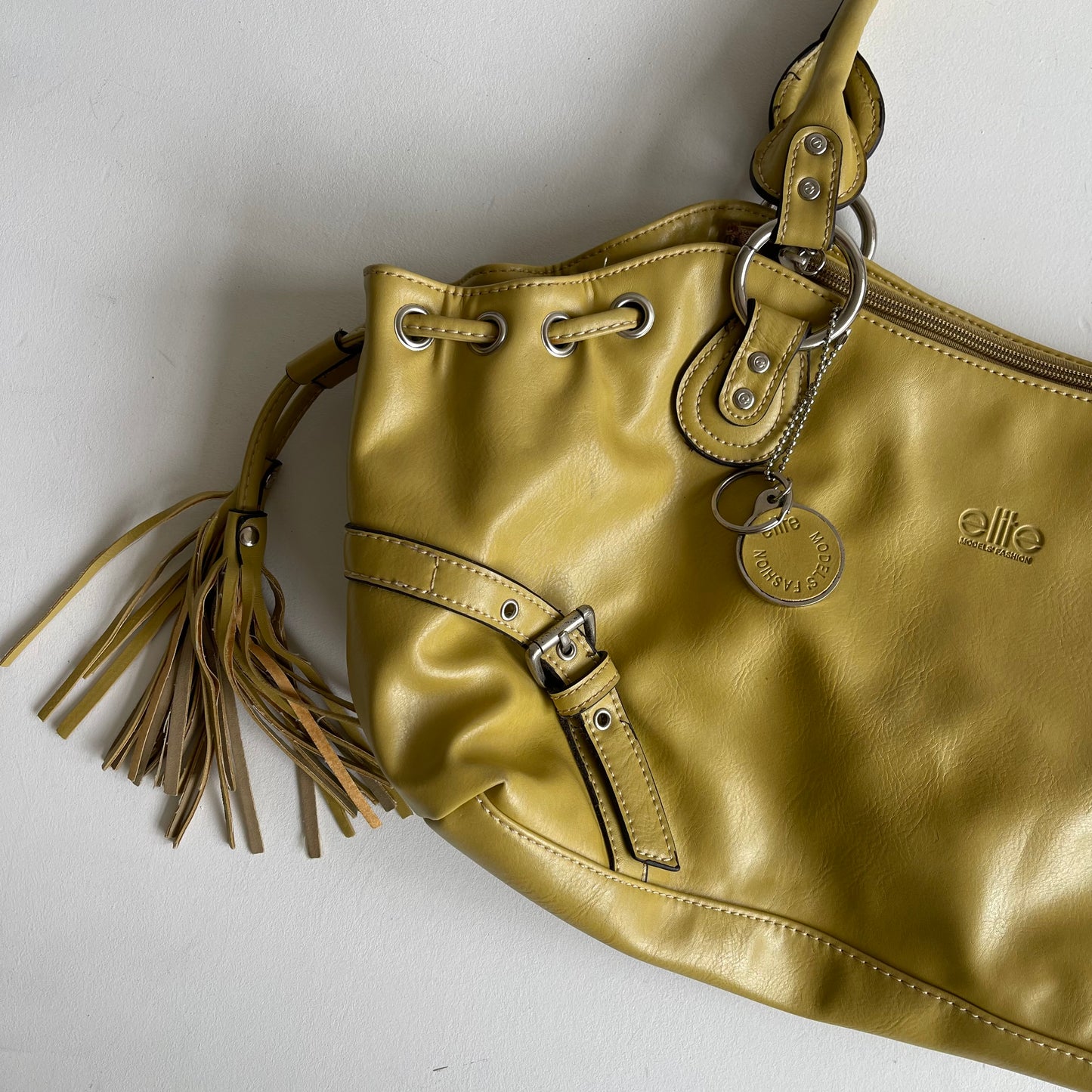 Yellow leather buckle bag