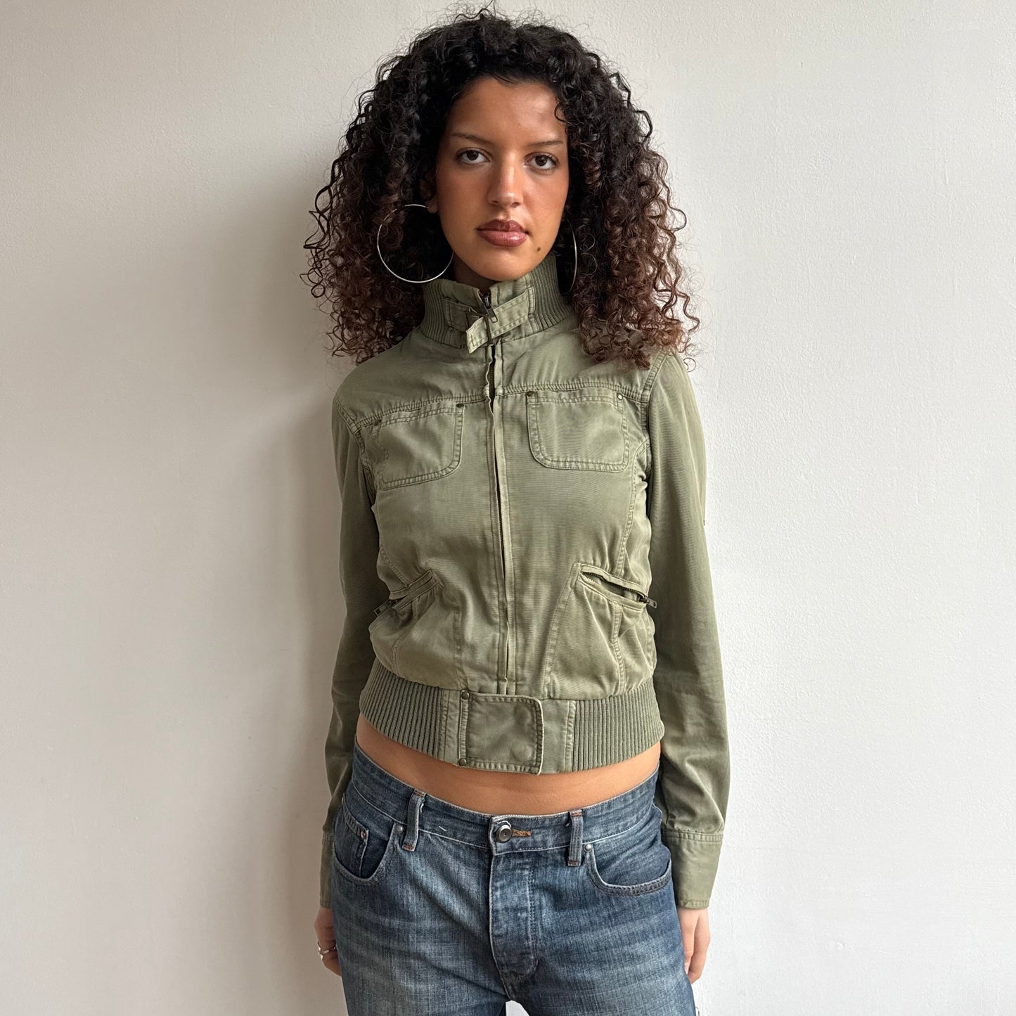 Green cargo bomber jacket - Size S/M