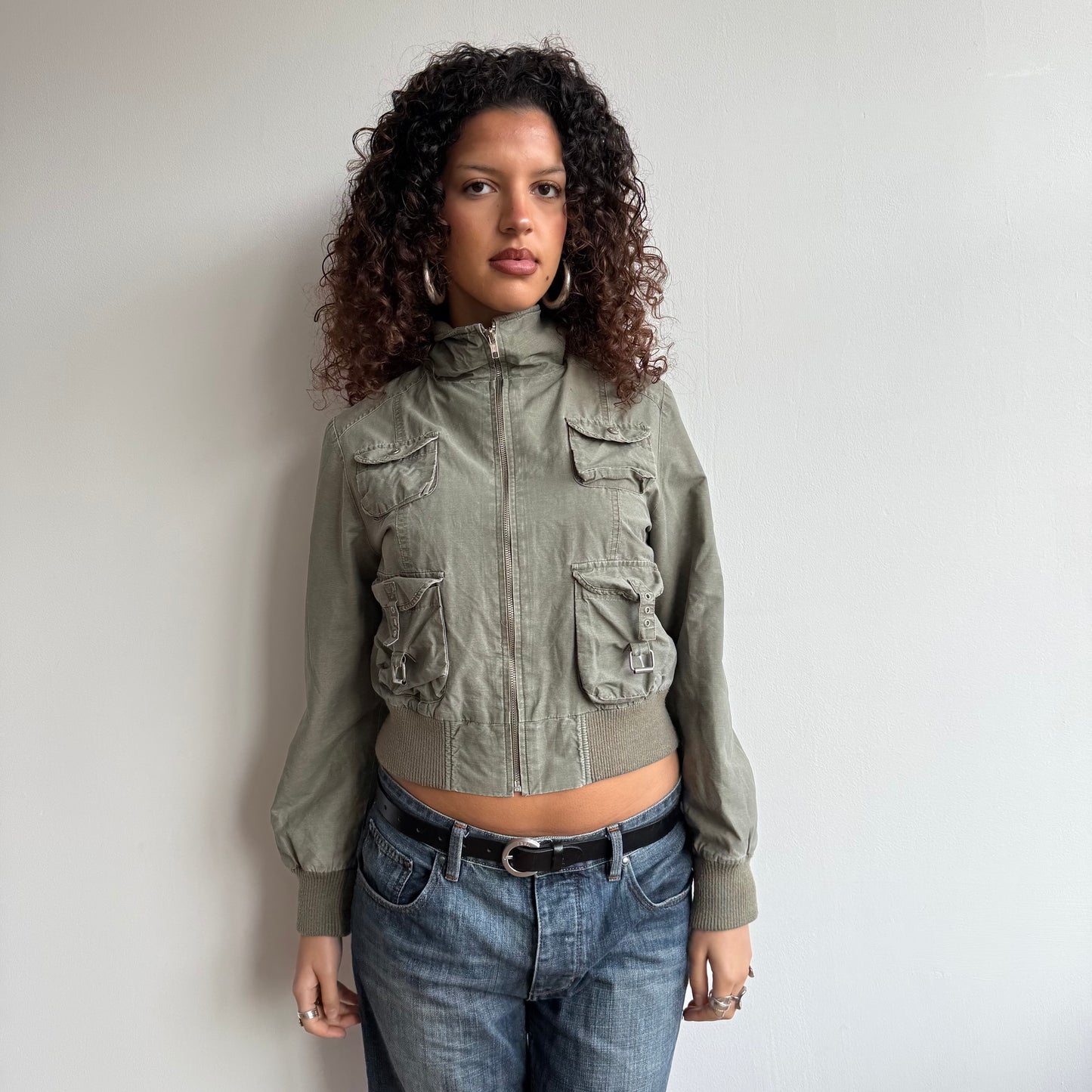 Khaki cargo bomber jacket - Size S/M